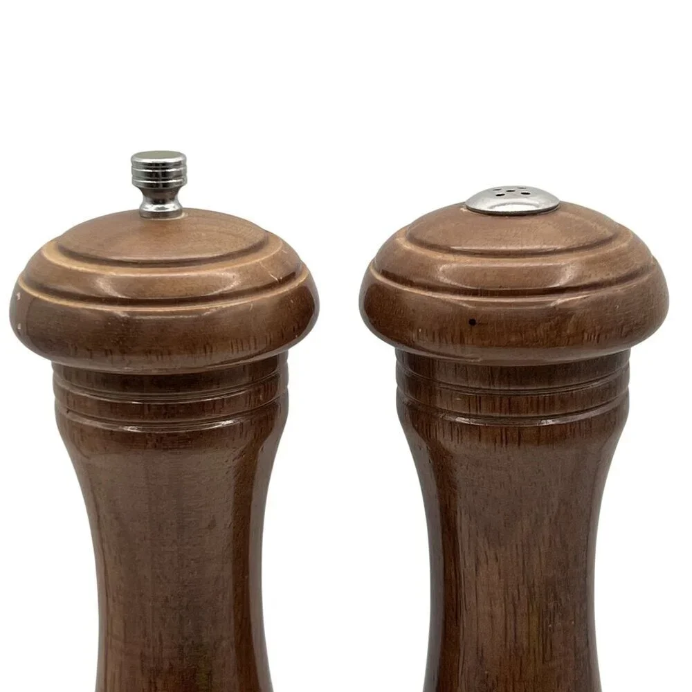 Olde Thompson Walnut Wood Vintage USA Salt Pepper Grinder Set 8.5